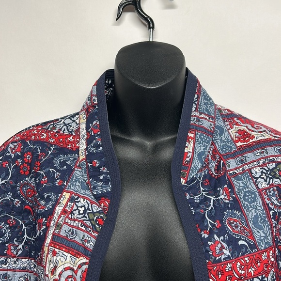 Women's Multicolor Patterned Jacket size large reversible quilted thin - Picture 2 of 7